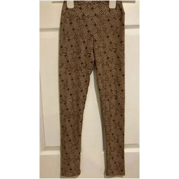 LulaRoe Brown Cream Leggings Size 00 Tween New without tags - Picture 2 of 4
